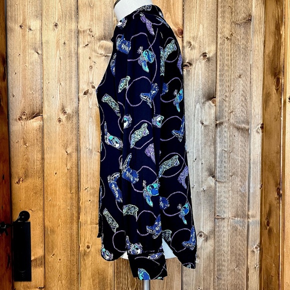Lady Reiner Medium Black Long Sleeve Button Up Western Cowgirl Shirt Lasso Boots - Picture 3 of 6